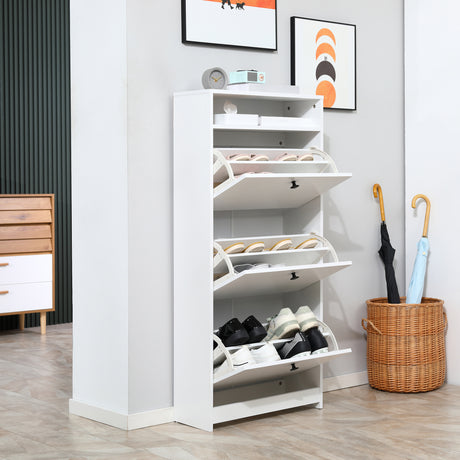 Wooden Shoe Storage Cabinet 60cm Wide With 3 Flip Doors - Velmora