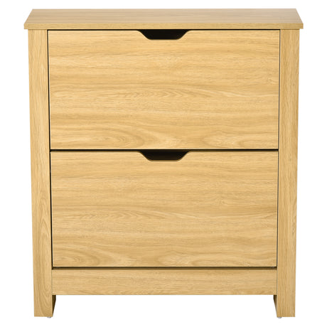 Wooden Shoe Storage Cabinet 72cm Wide With 2 Flip Doors - Velmora