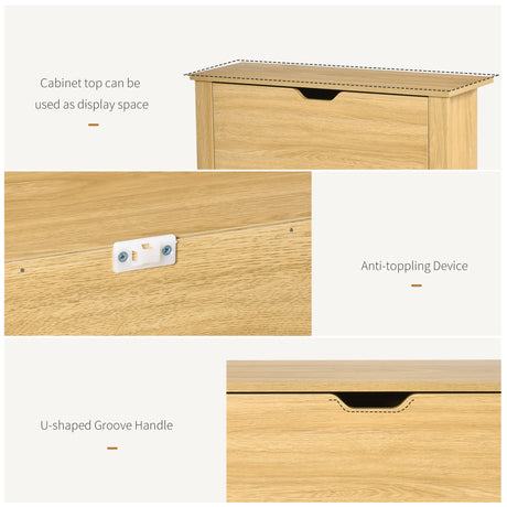 Wooden Shoe Storage Cabinet 72cm Wide With 2 Flip Doors - Velmora