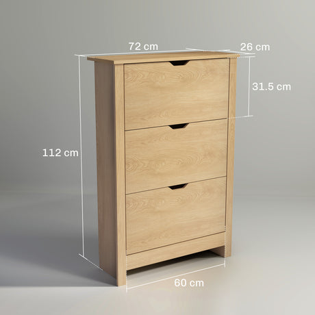 Wooden Shoe Storage Cabinet 72cm Wide With 3 Doors - Velmora