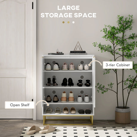 Wooden Shoe Storage Cabinet 73cm Wide With 2 Doors - Velmora