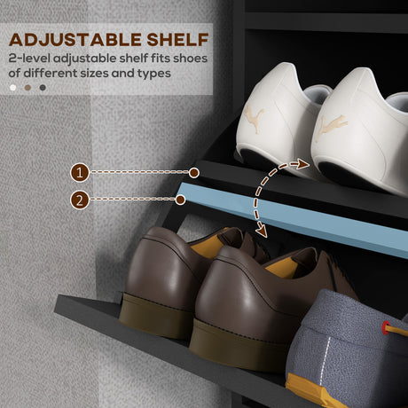 Wooden Shoe Storage Cabinet 75cm Wide With 2 Flip Doors And 1 Drawer - Velmora