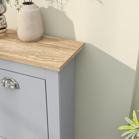 Wooden Shoe Storage Cabinet 79cm Wide With 2 Flip Doors - Velmora