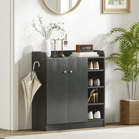 Wooden Shoe Storage Cabinet 83cm Wide With 2 Doors - Velmora