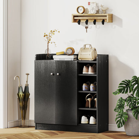 Wooden Shoe Storage Cabinet 83cm Wide With 2 Doors - Velmora