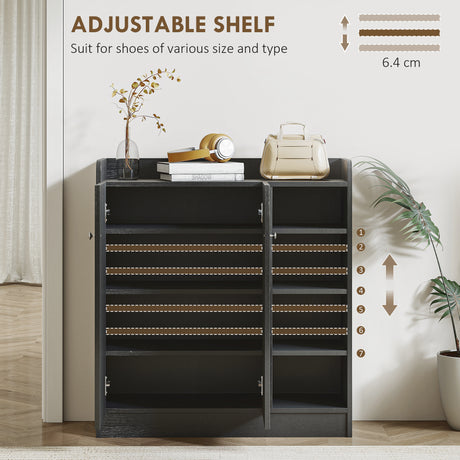 Wooden Shoe Storage Cabinet 83cm Wide With 2 Doors - Velmora