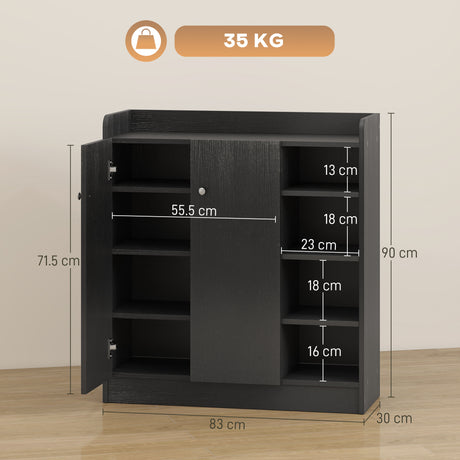 Wooden Shoe Storage Cabinet 83cm Wide With 2 Doors - Velmora