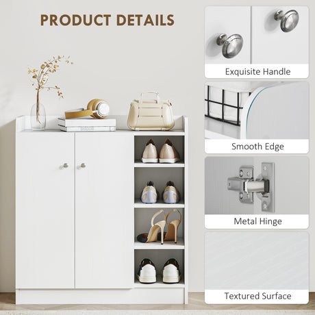 Wooden Shoe Storage Cabinet 83cm Wide With 2 Doors - Velmora