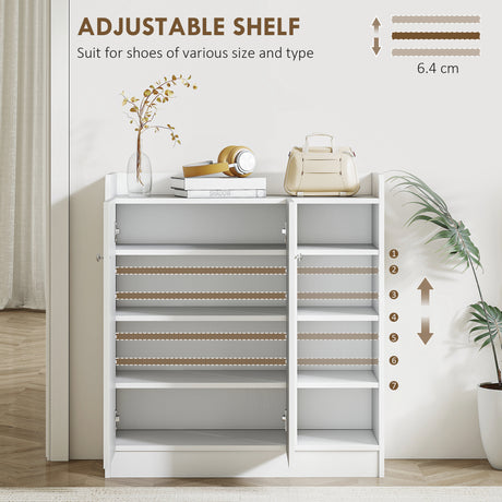 Wooden Shoe Storage Cabinet 83cm Wide With 2 Doors - Velmora