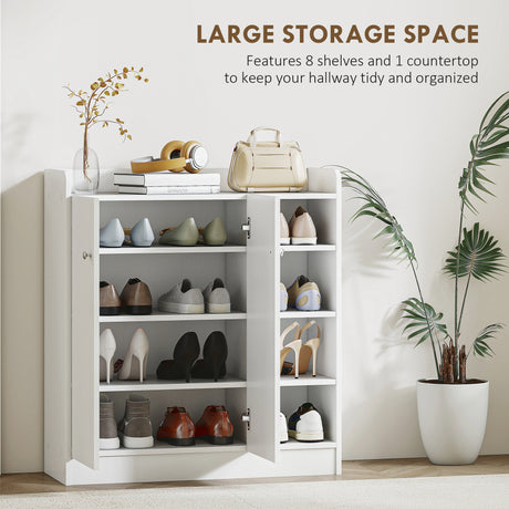 Wooden Shoe Storage Cabinet 83cm Wide With 2 Doors - Velmora