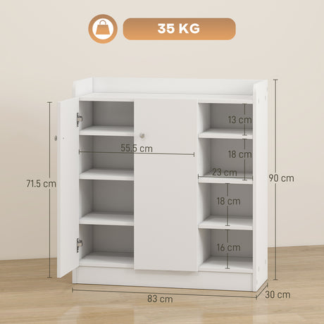 Wooden Shoe Storage Cabinet 83cm Wide With 2 Doors - Velmora