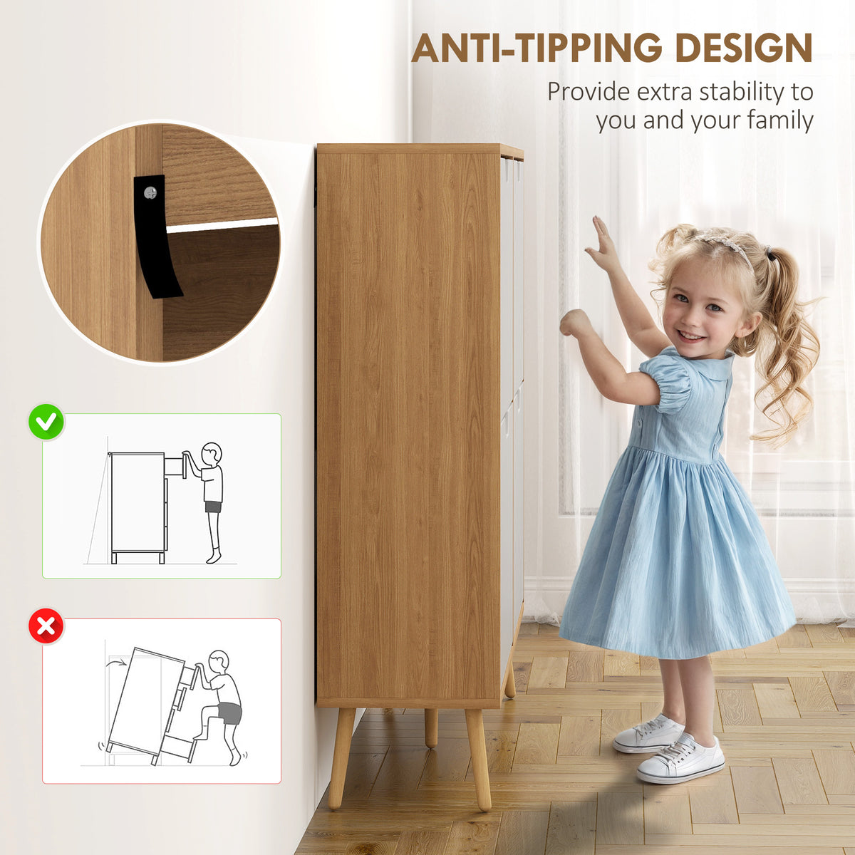 Wooden Shoe Storage Cabinet 95cm Wide With 4 Flip Doors - Velmora