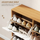 Wooden Shoe Storage Cabinet 95cm Wide With 4 Flip Doors - Velmora