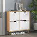 Wooden Shoe Storage Cabinet 95cm Wide With 4 Flip Doors - Velmora