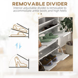 Wooden Shoe Storage Cabinet 95cm Wide With 4 Flip Doors - Velmora