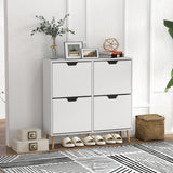 Wooden Shoe Storage Cabinet 95cm Wide With 4 Flip Doors - Velmora