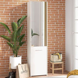 Wooden Shoe Storage Cabinet With 1 Half Mirrored Door - Oswego