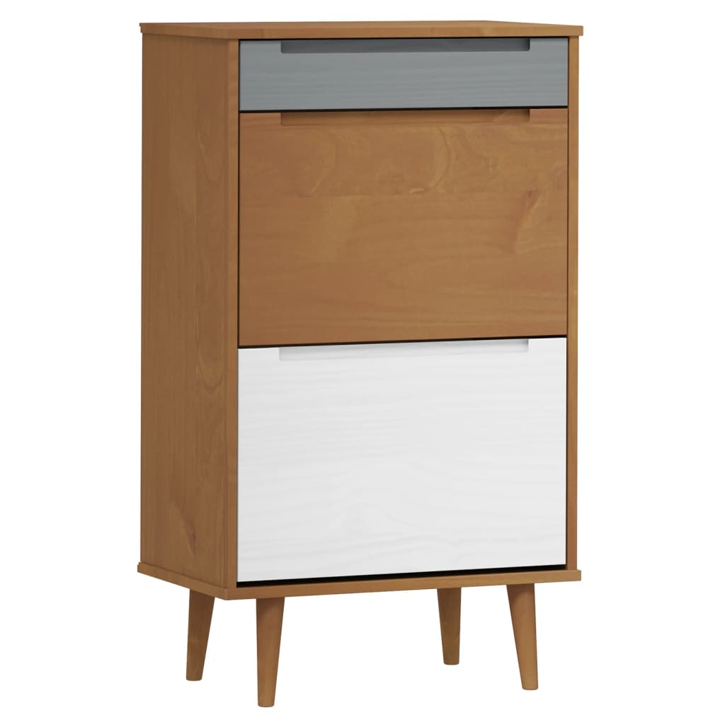 Wooden Shoe Storage Cabinet With 2 Flip Doors And 1 Drawer - Molde