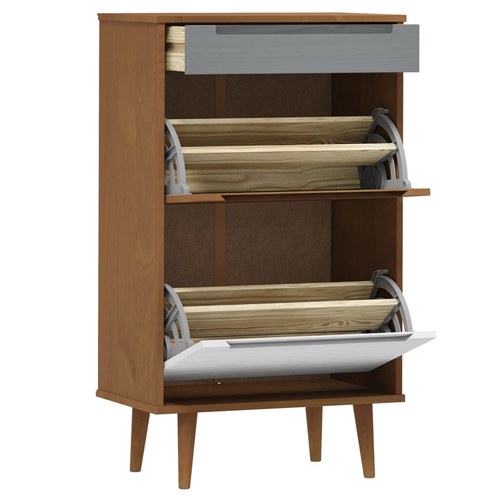 Wooden Shoe Storage Cabinet With 2 Flip Doors And 1 Drawer - Molde