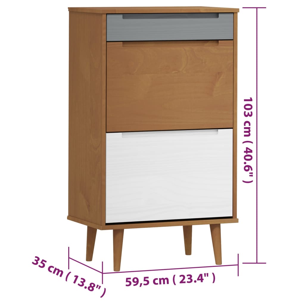 Wooden Shoe Storage Cabinet With 2 Flip Doors And 1 Drawer - Molde