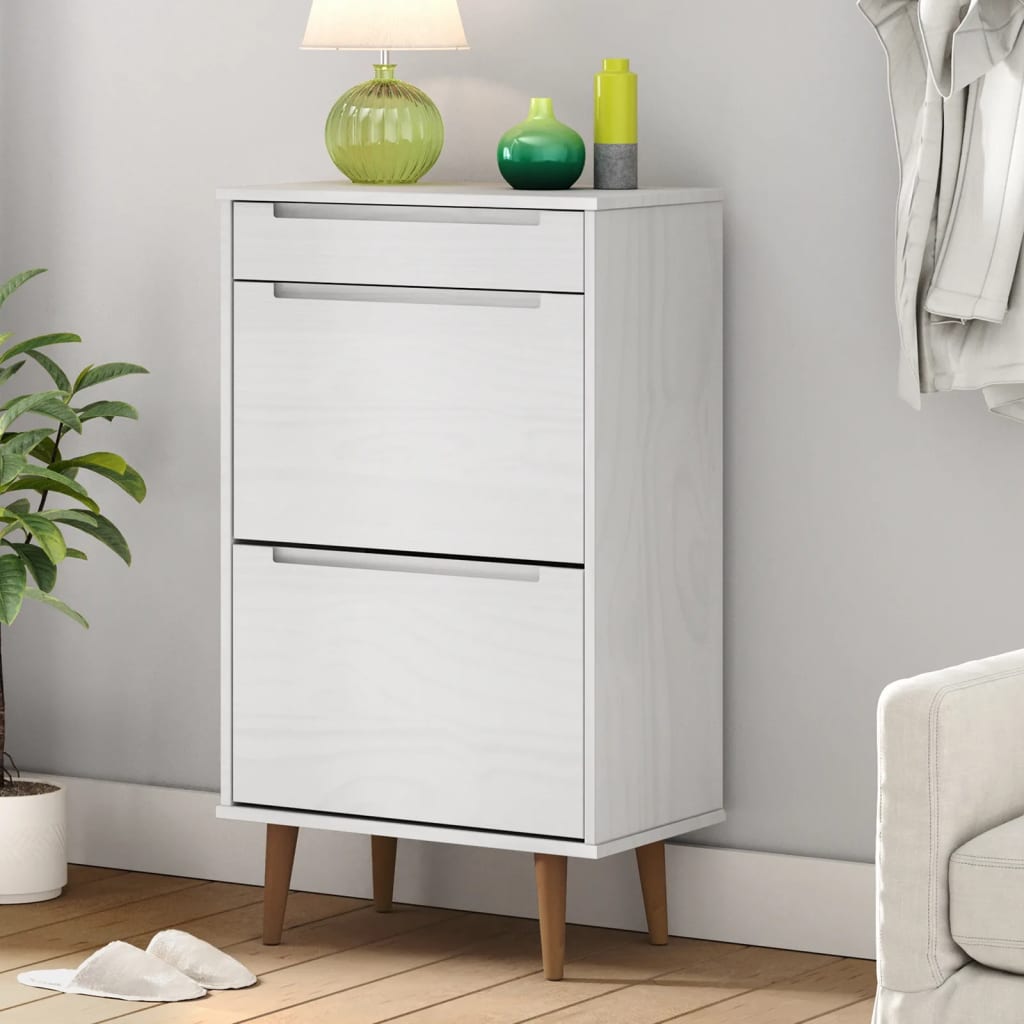 Wooden Shoe Storage Cabinet With 2 Flip Doors And 1 Drawer - Molde