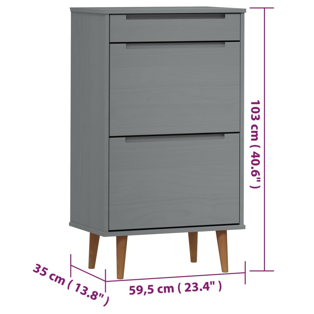 Wooden Shoe Storage Cabinet With 2 Flip Doors And 1 Drawer - Molde
