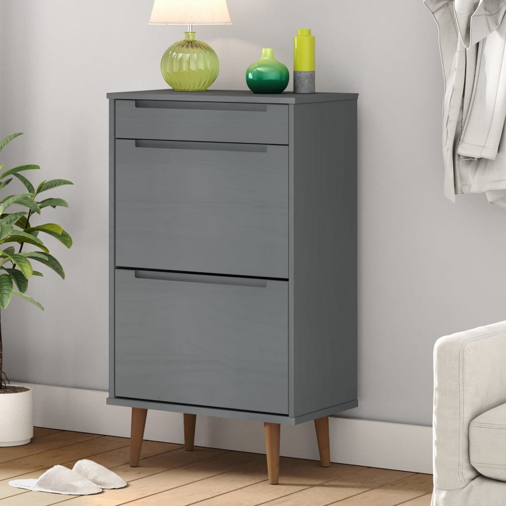 Wooden Shoe Storage Cabinet With 2 Flip Doors And 1 Drawer - Molde