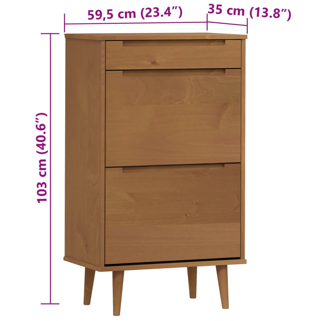 Wooden Shoe Storage Cabinet With 2 Flip Doors And 1 Drawer - Molde