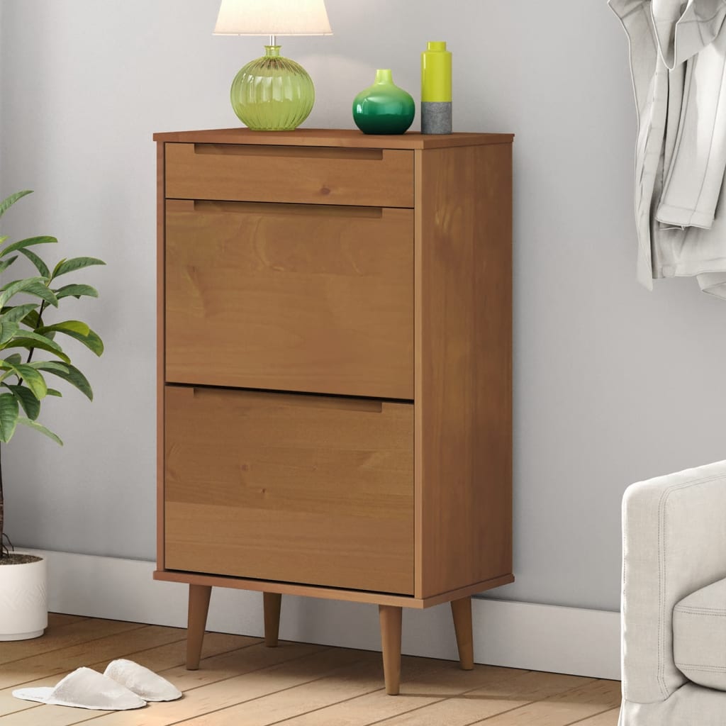 Wooden Shoe Storage Cabinet With 2 Flip Doors And 1 Drawer - Molde