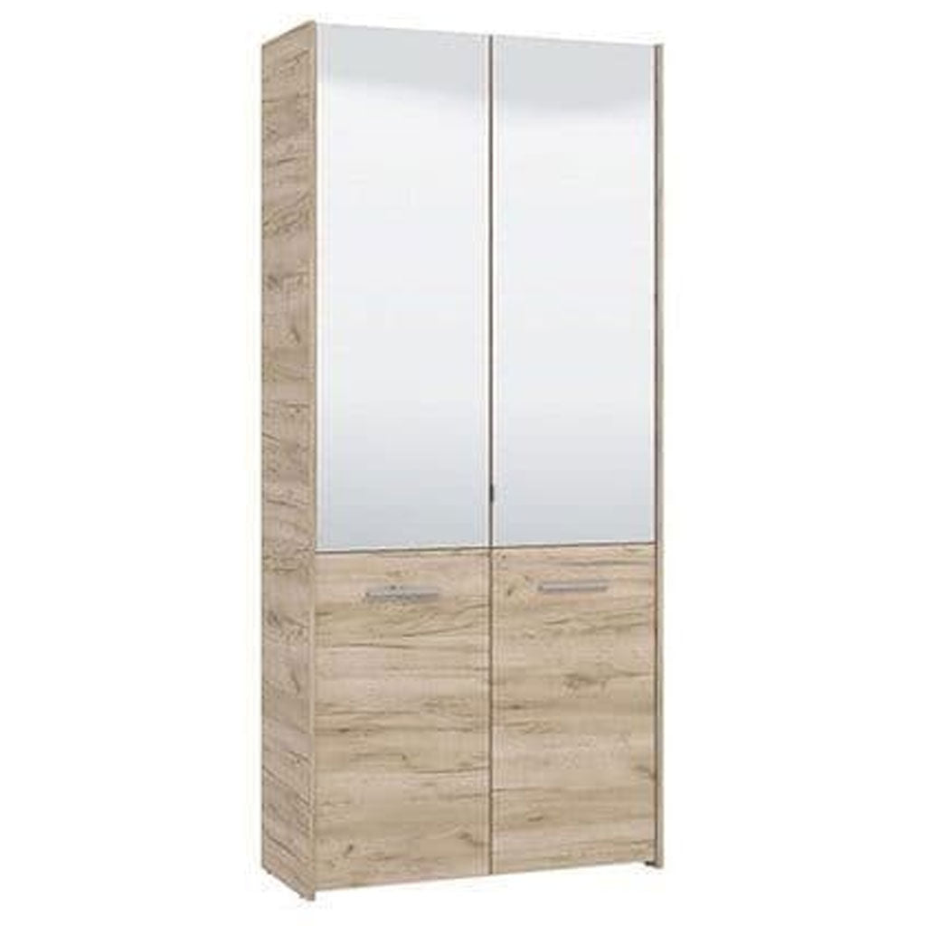 Wooden Shoe Storage Cabinet With 2 Half Mirrored Doors - Oswego