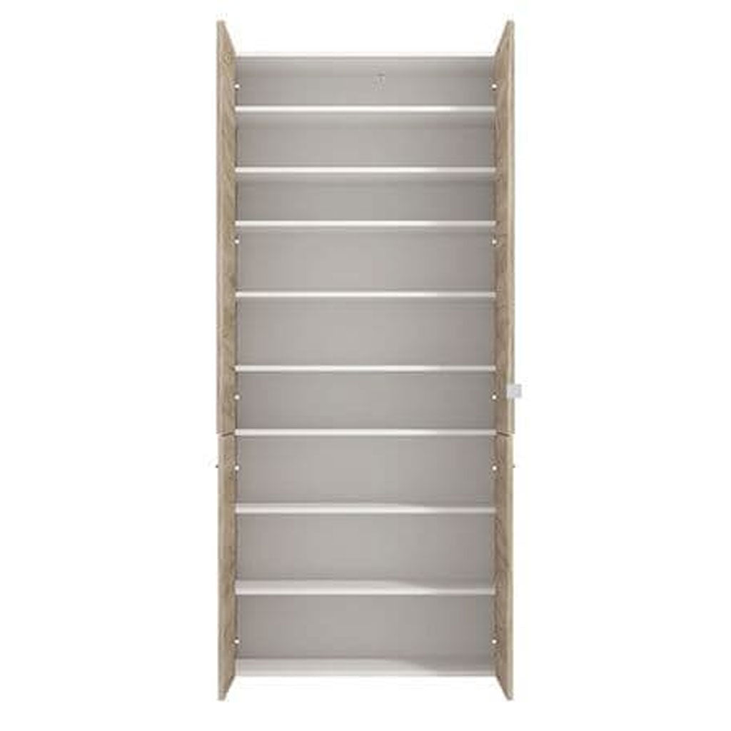 Wooden Shoe Storage Cabinet With 2 Half Mirrored Doors - Oswego