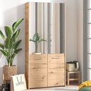 Wooden Shoe Storage Cabinet With 2 Half Mirrored Doors - Oswego