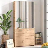 Wooden Shoe Storage Cabinet With 2 Half Mirrored Doors - Oswego