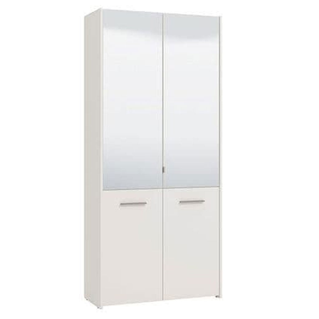 Wooden Shoe Storage Cabinet With 2 Half Mirrored Doors - Oswego