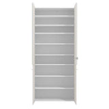 Wooden Shoe Storage Cabinet With 2 Half Mirrored Doors - Oswego