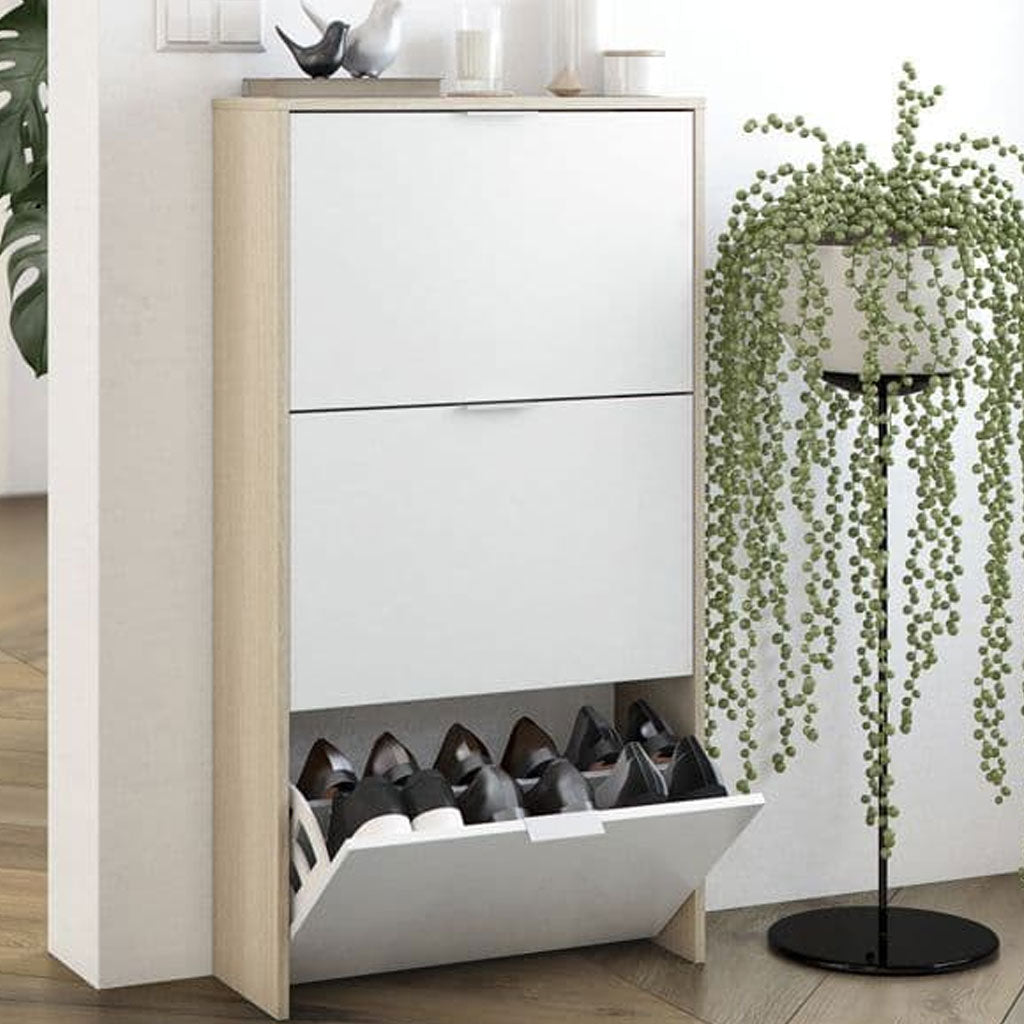 Wooden Shoe Storage Cabinet With 3 Flap Doors - Maryville
