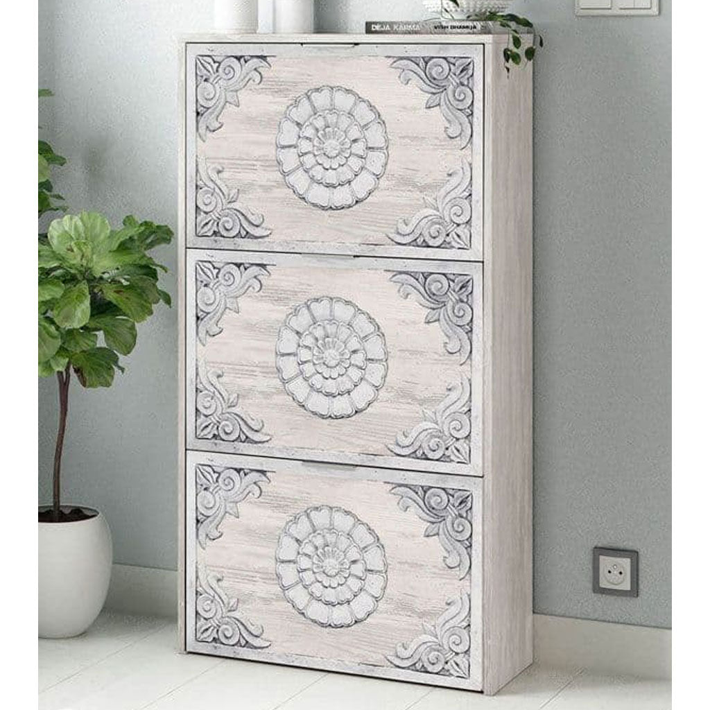 Wooden Shoe Storage Cabinet With 3 Flap Doors - Nyack