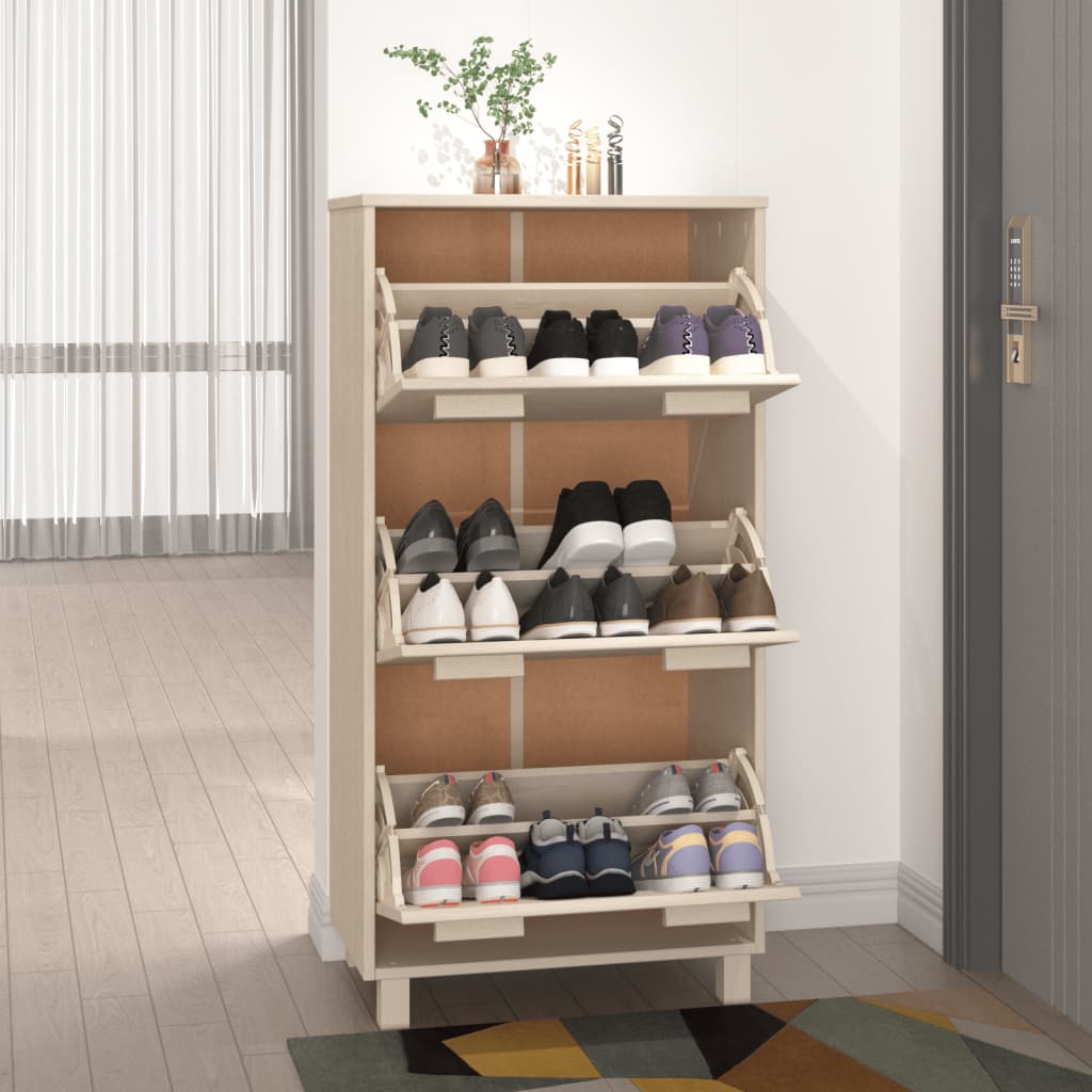 Wooden Shoe Storage Cabinet With 3 Flip Drawers - Hamar