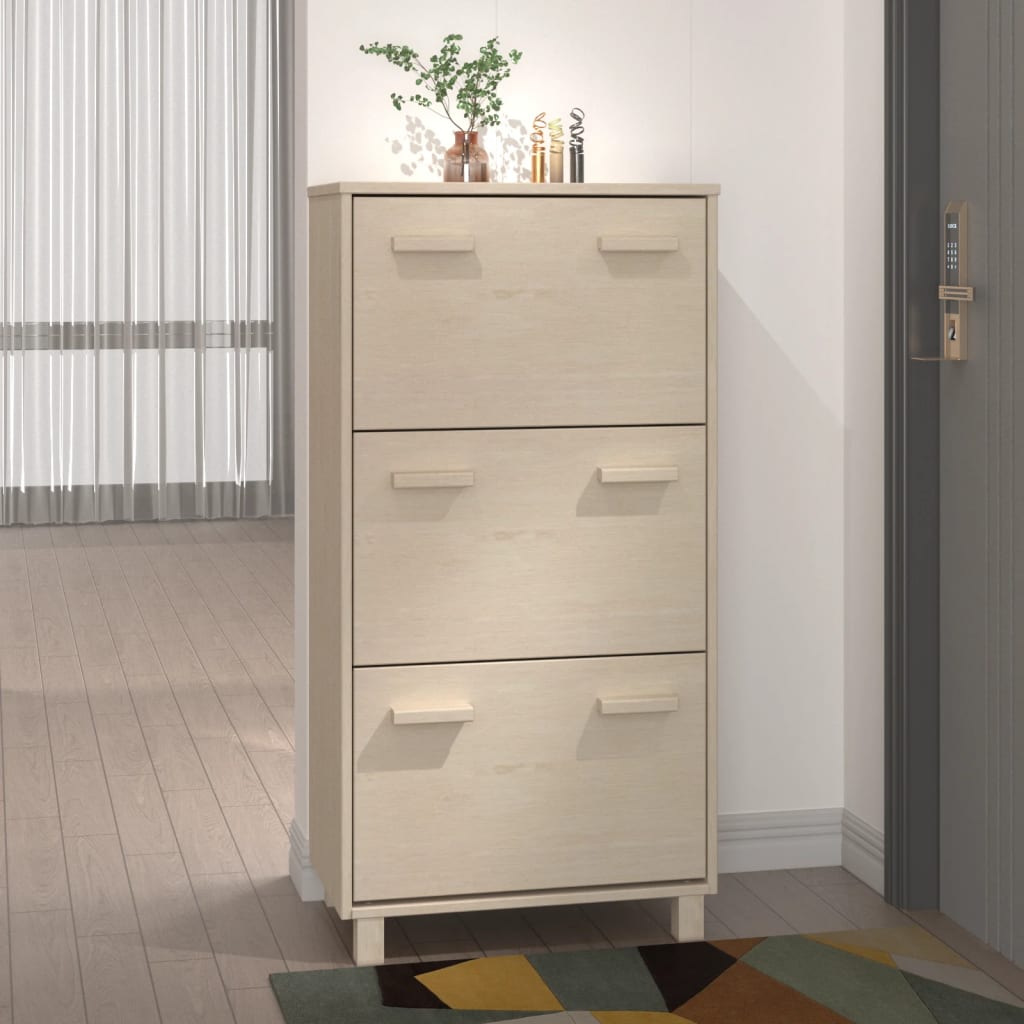Wooden Shoe Storage Cabinet With 3 Flip Drawers - Hamar
