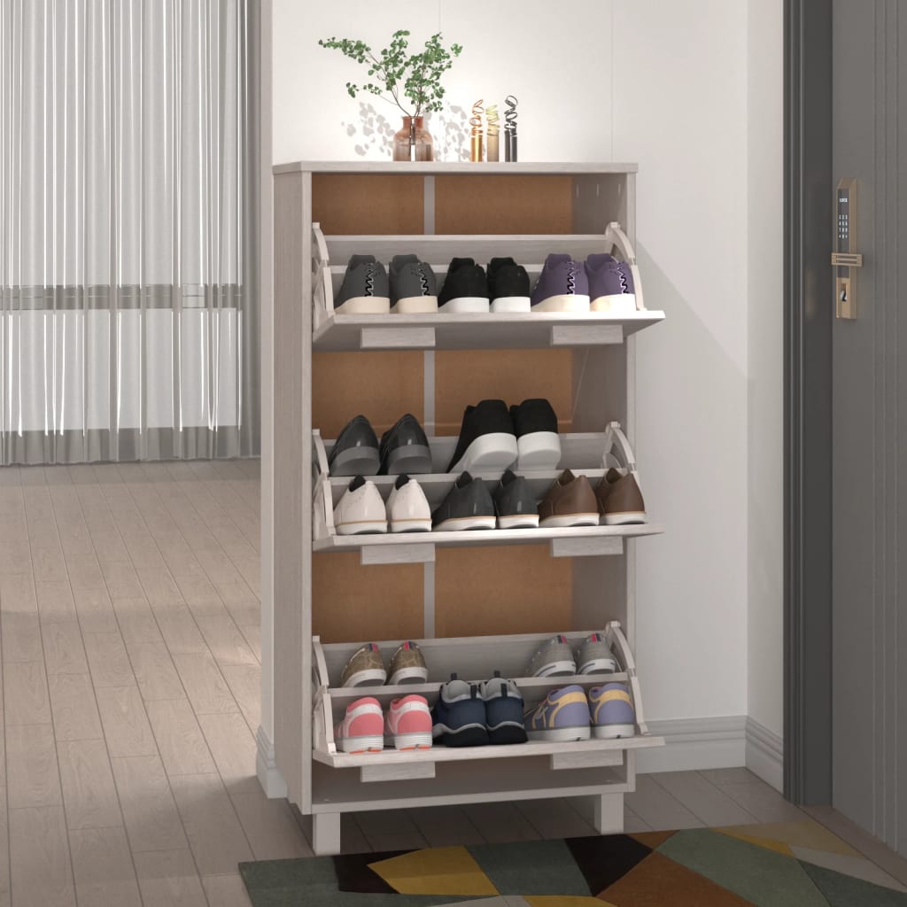 Wooden Shoe Storage Cabinet With 3 Flip Drawers - Hamar