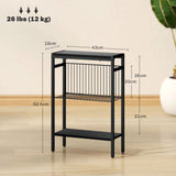 Wooden Side Table 18cm Wide With Steel Frame - Velmora