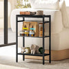 Wooden Side Table 18cm Wide With Steel Frame - Velmora