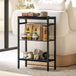 Wooden Side Table 18cm Wide With Steel Frame - Velmora