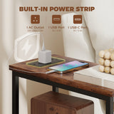 Wooden Side Table 20cm Wide With 2 Drawers With Steel Frame - Velmora