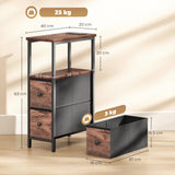 Wooden Side Table 20cm Wide With 2 Drawers With Steel Frame - Velmora