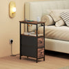 Wooden Side Table 20cm Wide With 2 Drawers With Steel Frame - Velmora