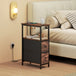 Wooden Side Table 20cm Wide With 2 Drawers With Steel Frame - Velmora