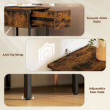 Wooden Side Table 25cm Wide With 1 Drawer And Metal Frame - Velmora