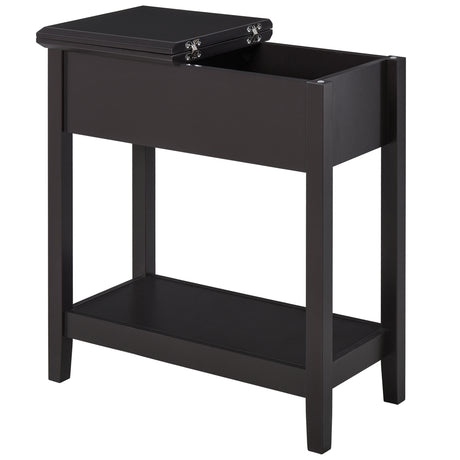 Wooden Side Table 28.2cm Wide With Storage Shelf - Velmora