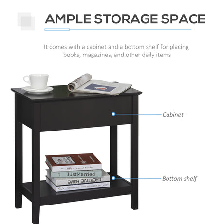 Wooden Side Table 28.2cm Wide With Storage Shelf - Velmora